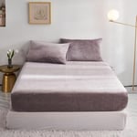 Drap Housse Polaire 180x200 Gris Hiver Bonnet 30 cm Toucher Cachemire Flanelle Drap de lit Microfibre Super Chaud pour Matelas Épais