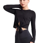 Long sleeved Workout Tops for Women Athletic Tank Yoga shirts Gym t-shirt Clothes Running Exercise Gym Shirts,Black,S