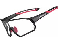 Rockbros Photochromic Frame Sykkelbriller Med Uv 400 Uva- Og Uvb-Filtre, Svart Og Rød