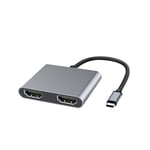 USB-C till Dual HDMI 4k MST-adapter, Bärbar USB C HDMI-hubb, Typ C till HDMI 4K-konverter, för Macbook Pro, Macbook Air, iPad Pro och mer, Kompatibel