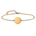 GOOD.designs ® Bracelet femme en or avec pendentif initial rond (plaqué or 18k) bracelet personnalisé avec initiales (Lettre P)