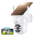 ANRAN 360° Security Camera Outdoor Wireless, 5MP Camera with Integrated Solar Panel, Battery Home Security Camera, Spotlight & Siren, 2-Way Audio, Color Night Vision, PIR Motion Detection, Q04 Max