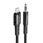 Acefast lydkabel Lightning til 3,5 mm AUX mini-jack (hann) MFI, 1,2 m - svart