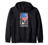 Retro Pickleball Legend Art USA Flag Player Design Zip Hoodie