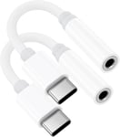 Lot De 2 Adaptateur Usb C Jack [Certifié Mfi] Adaptateur Iphone 15 Jack Adaptateur Pour Écouteurs Usb Type-C Vers 3,5 Mm Aux Casque Dac Kompatibel Mit Iphone 15, Samsung Galaxy S24[CAS310737]