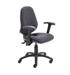 Office Hippo Desk Chair, Ergonomic Home & Office Chair With Adjustable Seat, Back, Flip Up Arms & Lumbar Pump For Comfort & Support, Computer Chair For Daily Use - Charcoal