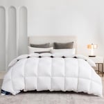 Uniency Couette 200x200 4 Saisons Chaude 100% Coton Couette en Duvet et Plume 200x200cm Couette 2 Personne Édredon Couverture Naturelle et Confortable|Blanc|Poids de Remplissage : 1600 g