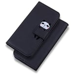 Bartern Coque iPhone 7/iPhone 8/iPhone SE 2020 Clapet,Dessin Animé Panda Portefeuille Etui en Cuir PU,TPU Antichoc Housse Flip Case avec Rabat Fentes pour Cartes et Fonction Support,Noir