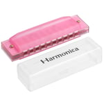 Clearly Colorful Translucent Harmonica 10 Holes Pink ABS Harp Mouth with PVC Box