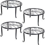 Tosnail - Lot de 4 supports de plantes en métal de 23 cm pour intérieur et extérieur, support distributeur de boissons, support de citrouille pour décoration de sol et de table - Noir