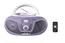 Roxel RCD-S70BT Portable Boombox CD Player with Bluetooth, Remote Control, FM Radio, USB MP3 Playback, 3.5mm AUX Input, Headphone Jack, LED Display (Purple)