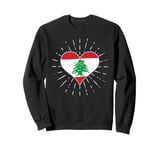 Lebanese Flag Vintage Heart Lebanon Fan Retro Sweatshirt