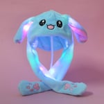 Plush och varm kaninmössa med LED-ljus, hoppande mössa Luminous Blue Rabbit Hat