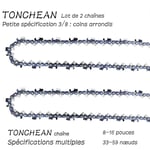 Guide et chaîne pour tronçonneuse,Lot de 2 chaînes de tronçonneuse Faible Rebond 3/8'LP 39 maillons pour tronçonneuse (10pouces)Lame à 19