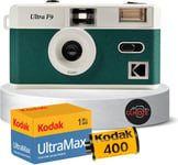 Le Lot Comprend Un Appareil Photo Kodak Ultra F9 Vert, Un Film Kodak Ultra 35 Mm 36 Poses Et Une Carte De Conseils Pour La Photographie Camera