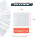 KVELEE 6 Pack Extra Large Plastic Dust Sheets for Decorating 3.6 x 2.7m 12 x for