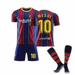 Barnens fotbollströja hemmaställ bortaställ T-shirt set 21/22 - 20 21 Barcelona tredje mig 20 21 Barcelona Third Messi 10 Kids 24 (130-140)