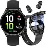 Montre Intelligente Avec ¿¿Couteurs, ¿¿Tanche, Pour Homme, Avec ¿¿Couteurs Sans Fil, 1,27 "", Compatible Iphone/Android, Tracker De Fitness, Sommeil Et Cycle F¿¿Minin, Noir