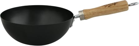 Dexam 12108508 Non Stick Carbon Steel Wok with Wood handle 20cm/8-inch 