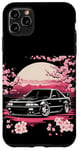 Coque pour iPhone 11 Pro Max Retro JDM Voiture de course japonaise Drift Tuning Car Sakura Blossom