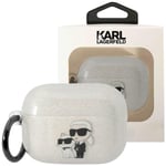 Karl Lagerfeld KLAP2HNKCTGT Veske for AirPods Pro 2 Cover - Transparent Glitter Karl&Choupette