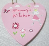 Mammy's Kitchen - Sentimental Wooden Heart Hanger / Plaque - 13 cm