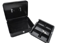Iso Trade kassaskåp stor svart metallkassalåda med universalnyckel