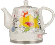 ZHIRCEKE Electric Ceramic Cordless White Kettle Teapot - Retro 1.2 l Jug, 1350w Boils Water Fast for Tea, Coffee, Soup, Oatmeal - Removable Base, Boil Dry Protection,C