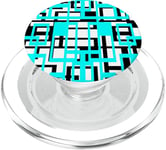 Motif Formes Géométriques Bleu Aqua Noir Fond Blanc PopSockets PopGrip pour MagSafe