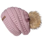 (Mixed Pink) Naisten talvipipo Neulottu Pompom-hattu Slouchy Beanie Skullies samettivuori Naisten lämmin pehmeä hattu korealainen punainen lippalakki