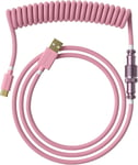 Câble Coiled | Câble Tressé à Double Gaine Fait à la Main | USB Type C vers A | Connecteur Aviator à 5 Broches pour Clavier de Jeu Mécanique Custom | Supporte la Charge Rapide 20W (Rose)