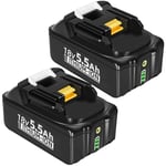 Pdstation - 2×18V BL1860B 5.5Ah pour Makita 18V Batterie BL1860B BL1860 BL1850B BL1850 BL1840B BL1830B BL1820B BL1840 BL1830 BL1820 BL1815 BL1835