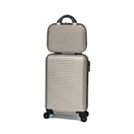 CELIMS - Petite Valise Cabine Rigide ABS 45x30x20 avec Vanity Trousse de Toilette 30 cm - Bagage à Main Léger, Approuvé EasyJet, Idéal pour Enfants et Adultes - Champagne Doré