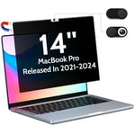 Peslv Écran de confidentialité compatible avec MacBook Pro 14" (2021-2023, M1, M2, M3)-A2918 A2992 A2442 A2779, filtre magnétique amovible, anti-lumière bleue, mat, protecteur d'écran de