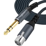 Câble XLR Femelle vers TRS 6,35 mm, Tressé Cable XLR Jack Stéréo 6.35 mm équilibré vers Microphone 3M.[G477]