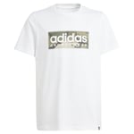 adidas Garçon Camo Linear Graphic Tee Kids, White, 13-14 Years