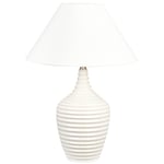 Lampe de Table Beige en Céramique et Tissu 56 cm Abat-Jour en Cône Eclairage Am