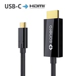 sonero UCC010-020 USB C câble HDMI 2.0, 4K @ 60Hz avec 18Gbps, USB 3.1, Old Fashion, Thunderbolt 3 compatible avec MacBook Pro, Samsung S8, Dell XPS 15 et d'autres USB-C Ordinateur, 2,0m noir