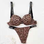 Sexig underkläder Komfort Kvinnor Set Push Up BH Victoria's Secret Underkläder Set Kvinnlig   Underkläder Vetement Femme Leopardtryck Leopardtryck 75B