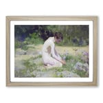 Sea Pinks By Henry Scott Tuke Classic Painting Framed Wall Art Print, Ready to Hang Picture for Living Room Bedroom Home Office Décor, Oak A2 (64 x 46 cm)