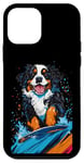 Coque pour iPhone 12 mini Animaux en snowboard- Bouvier bernois sur un snowboard