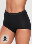 Sloggi 6 Pack Maxi Briefs - Black, Black, Size 10, Women