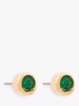 Susan Caplan Pre-Loved D'Orlan 22ct Gold Plated Swarovski Crystal Round Stud Earrings, Dated Circa 1980s, Gold/Green