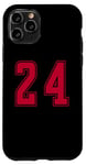 Coque pour iPhone 11 Pro Rouge Numéro 24 Équipe Junior Sports Uniforme Numéroté