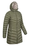 Mountain Warehouse Florence Womens Winter Long Padded Jacket - Water Resistant Rain Coat, Lightweight Ladies Jacket, Warm, 30C Heat Rating - for Outdoors, Walking Khaki Women's Size 18