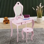 Pink Vanity dressing table beauty kids dresser Mirror make up childrens bedroom 