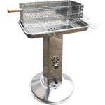 Kz Garden - Barbecue à Charbon Inox Grille de Cuisson 58 x 38cm Broche à Rôtir