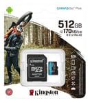 512 GB Kingston Canvas Go Plus U3 & V30 (Micro-SDXC med  micro-SD-Adapter)