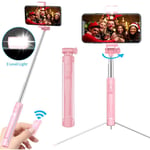 AJH Selfie Stick Tripod, Selfie Stick with Fill Light and Detachable Bluetooth Remote, Compatible with iPhone 11 Pro Max/Xs Max/XR/X/8 Plus, Sumsung S10+/A9s/S9/note9/S8,