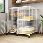 Ikodm - Maisonnette pour chat Cage d'intérieur pour chat – Grande cage haute pour petits animaux – Lapins – Enclos en maille amovible pour l'exercice